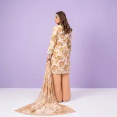 3 Piece Bonanza Satrangi Unstitched Printed Lawn Suit – Peach Color