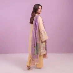 3 Piece Bonanza Satrangi Unstitched Printed Lawn Suit – Peach Color