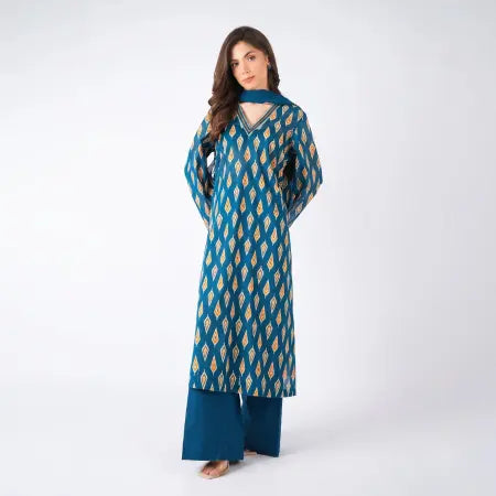 3 Piece Bareeze Unstitched Printed Lawn Suit – Zink Color