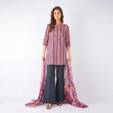 3 Piece Bareeze Unstitched Printed Lawn Suit – Baby pink Color