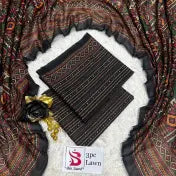 3 Piece Bin Saeed Unstitched Printed Lawn Suit – Black Color