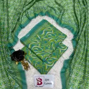 3 Piece Bin Saeed Unstitched Printed Lawn Suit – Green Color