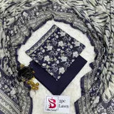 3 Piece Bin Saeed Unstitched Printed Lawn Suit – Purple Color