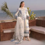 3 Piece Aneelas Brand Unstitched Luxury Embroidered Lawn Suit – Off White Color