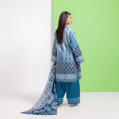 3 Piece Bonanza Satrangi Unstitched Printed Lawn Suit – Ferozi Color