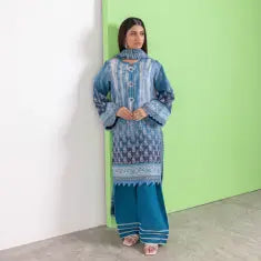3 Piece Bonanza Satrangi Unstitched Printed Lawn Suit – Ferozi Color