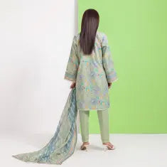 3 Piece Bonanza Satrangi Unstitched Printed Lawn Suit – Sage Green Color