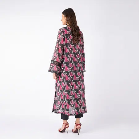 3 Piece Bareeze Unstitched Printed Lawn Suit – Black Color