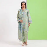 3 Piece Bonanza Satrangi Unstitched Printed Lawn Suit – Sage Green Color