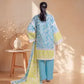 3 Piece Bonanza Satrangi Unstitched Printed Lawn Suit – Sky blue Color