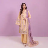 3 Piece Bonanza Satrangi Unstitched Printed Lawn Suit – Peach Color