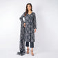 3 Piece Bareeze Unstitched Printed Lawn Suit – Grayish Black Color