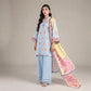 3 Piece khaadi Unstitched Printed Lawn Suit – Sky Blue Color