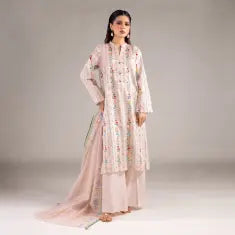 3 Piece khaadi Unstitched Printed Lawn Suit – Cream Color