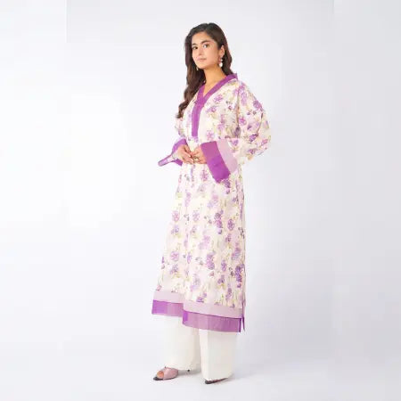 3 Piece Bareeze Unstitched Printed Lawn Suit – Off-White Color