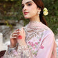 3 Piece Mahnur Brand Unstitched Luxury Embroidered Lawn Suit – Peach Color