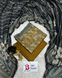 3 Piece Bin Saeed Unstitched Printed Lawn Suit – Mustard Color