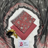 3 Piece Bin Saeed Unstitched Printed Lawn Suit – Grayish Red Color
