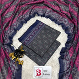 3 Piece Bin Saeed Unstitched Printed Lawn Suit – Grey Black Color