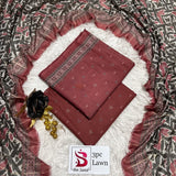 3 Piece Bin Saeed Unstitched Printed Lawn Suit – Red Color