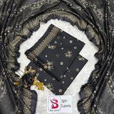 3 Piece Bin Saeed Unstitched Printed Lawn Suit – Black Color