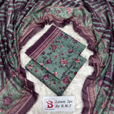 3 Piece Bin Saeed Unstitched Printed Lawn Suit – C Green Color