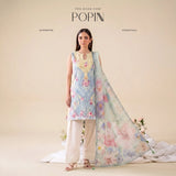 3 Piece Gull Jee Unstitched Printed Lawn Suit – Sky blue Color