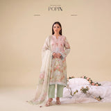 3 Piece Gull Jee Unstitched Printed Lawn Suit – Off White Color