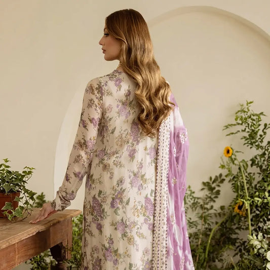3 Piece Maria.B. Brand Unstitched Luxury Embroidered Lawn Suit – Cream Color