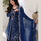 3 Piece Qalamkar Brand Unstitched Luxury Embroidered Lawn Suit – Navy Blue Color