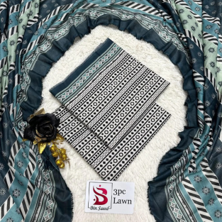 3 Piece Bin Saeed Unstitched Printed Lawn Suit – See Green Color