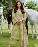 3 Piece ELAF Brand Unstitched Luxury Embroidered Lawn Suit – Pista Color